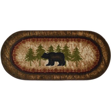 MAYBERRY RUG Mayberry Rug CC5276 20X44 20 x 44 in. Oval Cozy Cabin Birch Bear Printed Nylon Kitchen Mat & Rug CC5276 20X44